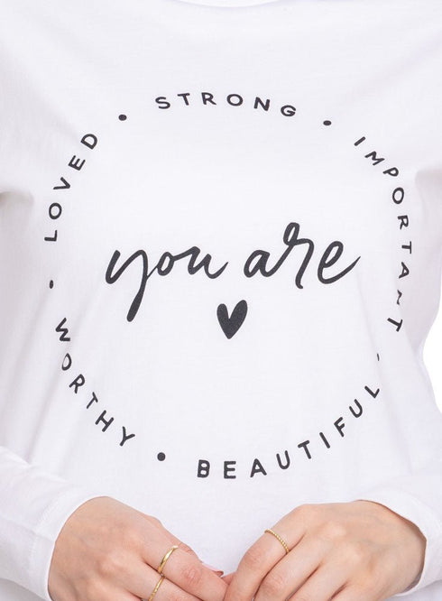 White Printed Long - Sleeve Design 6 - Khotwh